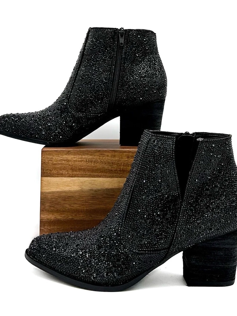 Naughty Monkey Shine Star Black Rhinestone Bootie (NEW)